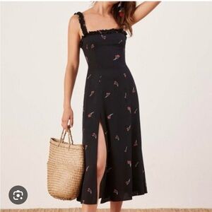 Reformation Arielle Midi Dress Maraschino Cherry Print